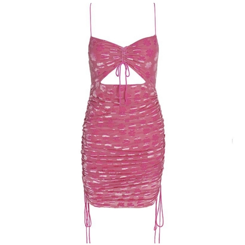 For Love & Lemons Lusk Floral Daisy Ruched Cutout Midi Bodycon Dress - 2X